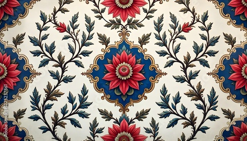 Regal Ottoman Motif Background in Midnight Blue and Gold