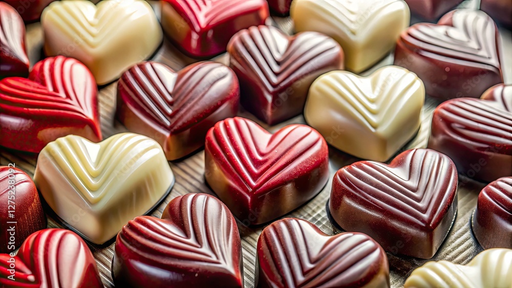 Obraz premium High-resolution image: delectable white chocolate hearts, perfect Valentine's confectionery. Sweet treats beautifully photographed.