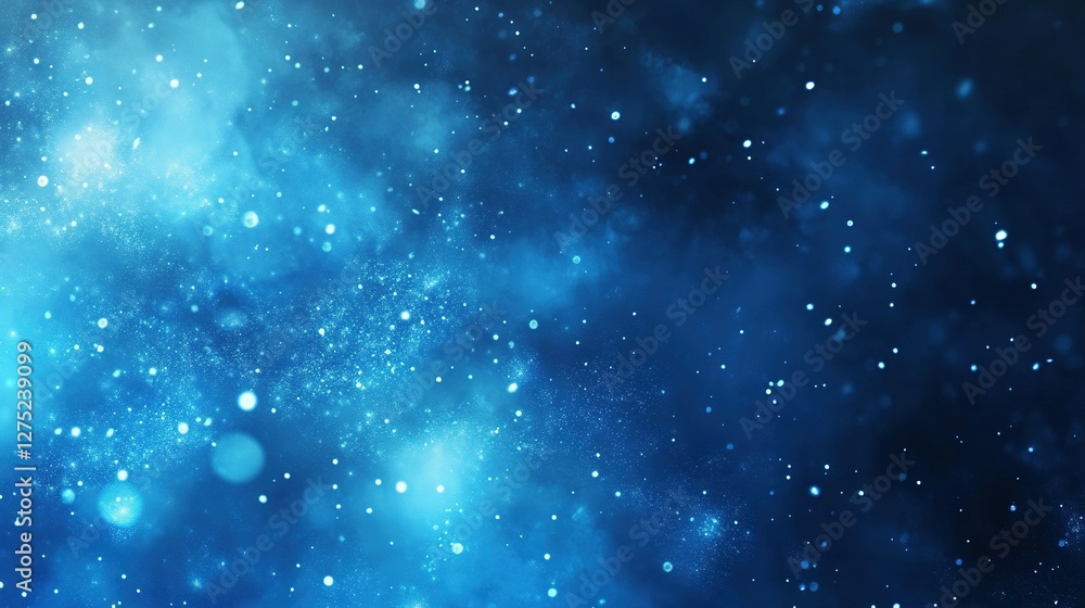 Fototapeta premium Blue Sparkle Background Glowing Dust and Bokeh Lights