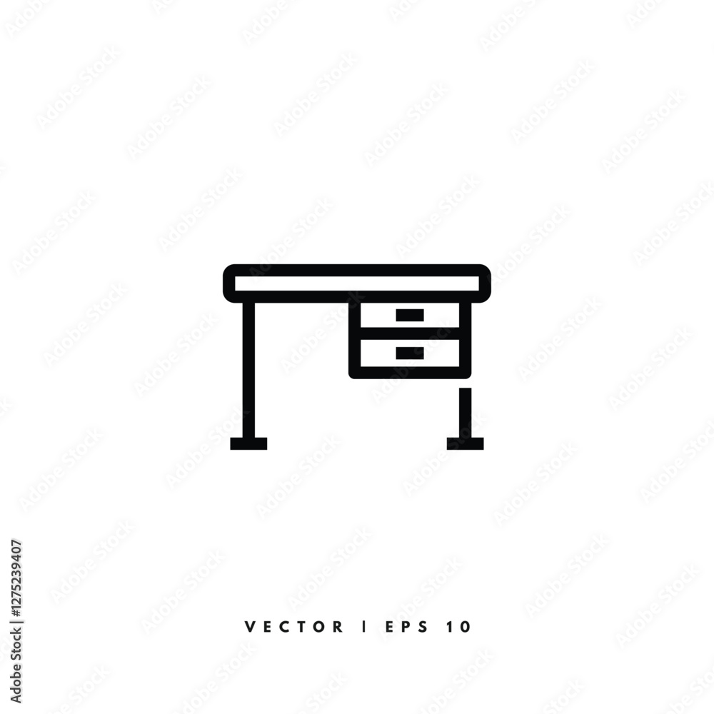 Desk Icon. Editable Stroke Desk Icon. Editable Stroke