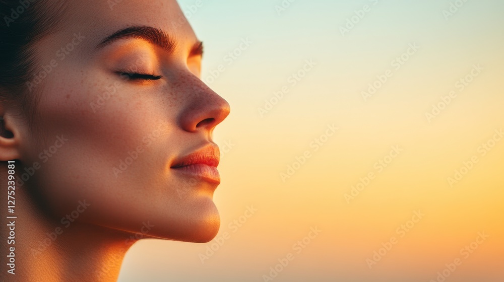 Serene Portrait of a Person Practicing Deep Breathing Exercises in Soft Morning Light, Symbolizing Self-Awareness and Inner Peace Serene Portrait of a Person Practicing Deep Breathing Exercises in Soft Morning Light, Symbolizing Self-Awareness and Inner Peace