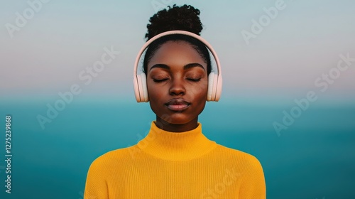 Person Closing Their Eyes While Listening to Music, Completely Immersed in Joy, Symbolizing Emotional Connection to Life