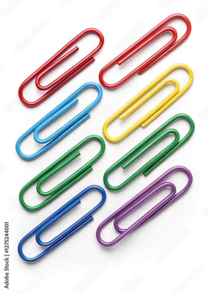 paper clips on white background, Set of colored paper clips - stock paper clips on white background, Set of colored paper clips - stock