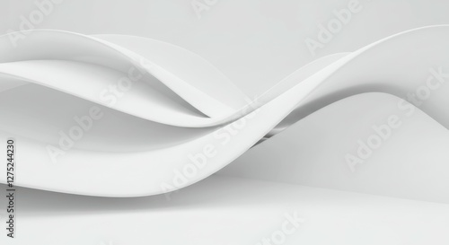 abstract white waves, minimalist sculpture, smooth curves, monochromatic, textured surface, elegant simplicity, flowing lines, organic forms, soft shadows, clean design, architectural element, undulat