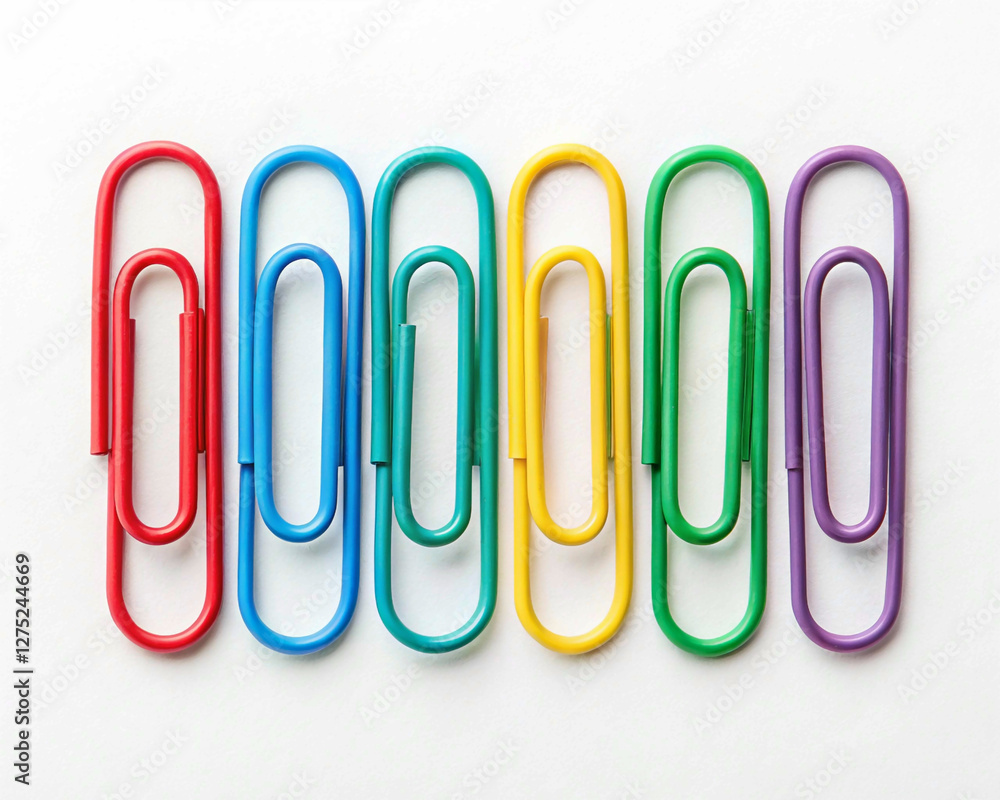 paper clips on white background, Set of colored paper clips - stock paper clips on white background, Set of colored paper clips - stock