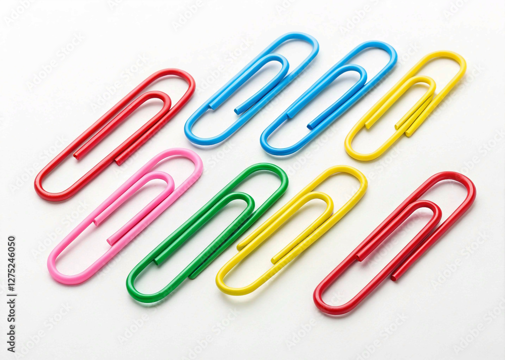 paper clips isolated on white, Set of colored paper clips - stock paper clips isolated on white, Set of colored paper clips - stock