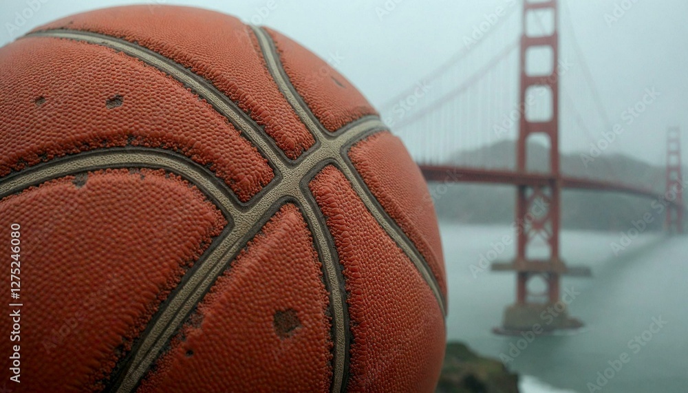 Obraz premium Basketball near Golden Gate Bridge
