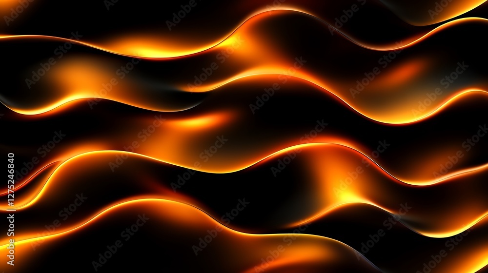 Obraz premium Abstract Orange and Black Wavy Background Design