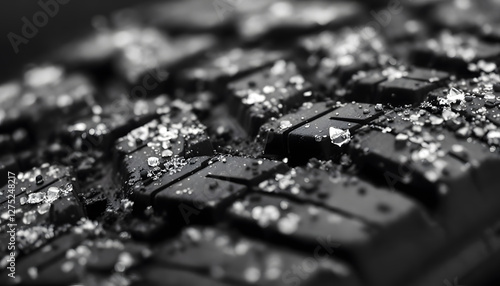 Wallpaper Mural Close-up of a Car Tire with Debris and Textured Tread Torontodigital.ca