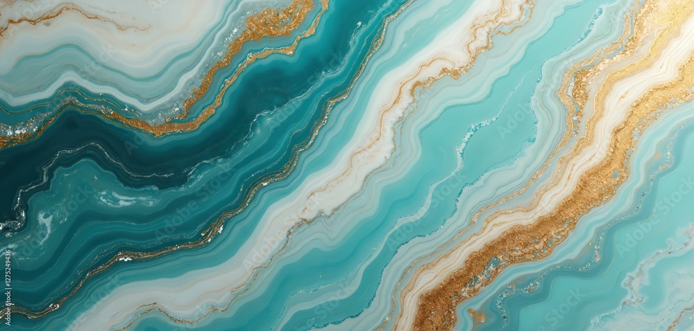 Turquoise and gold marble texture features teal, white onyx geode. Luxurious crystal wallpaper background for elegant design projects with stone countertop elements. Turquoise and gold marble texture features teal, white onyx geode. Luxurious crystal wallpaper background for elegant design projects with stone countertop elements.