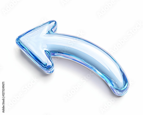 Glass arrow pointing left, white background, website navigation
