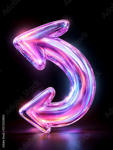 Wallpaper Mural Glowing iridescent arrow, curved design, dark background, website graphic Torontodigital.ca