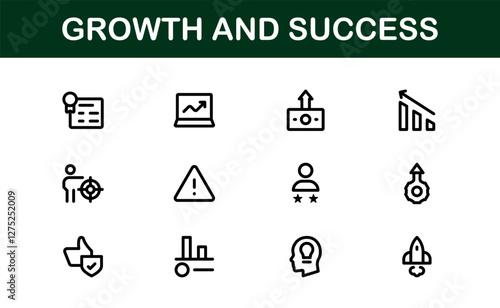 Success and Growth Icon Collection. Premium Icons for Personal Development, Growth, and Goal Achievement