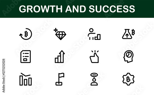 Success and Growth Icon Collection. Premium Icons for Personal Development, Growth, and Goal Achievement