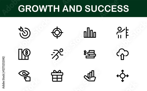 Success and Growth Icon Collection. Premium Icons for Personal Development, Growth, and Goal Achievement