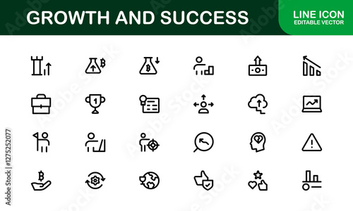 Success and Growth Icon Collection. Premium Icons for Personal Development, Growth, and Goal Achievement