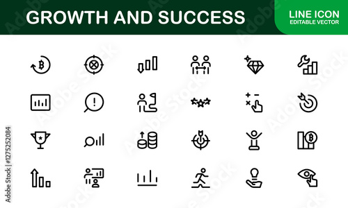 Success and Growth Icon Collection. Premium Icons for Personal Development, Growth, and Goal Achievement