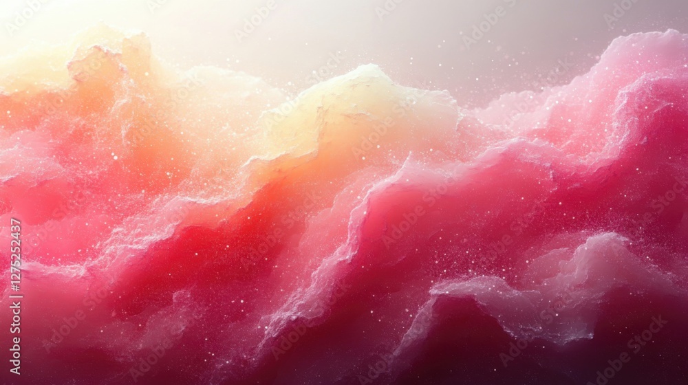 Obraz premium Abstract Pink And Orange Cloudscape With Sparkling Particles