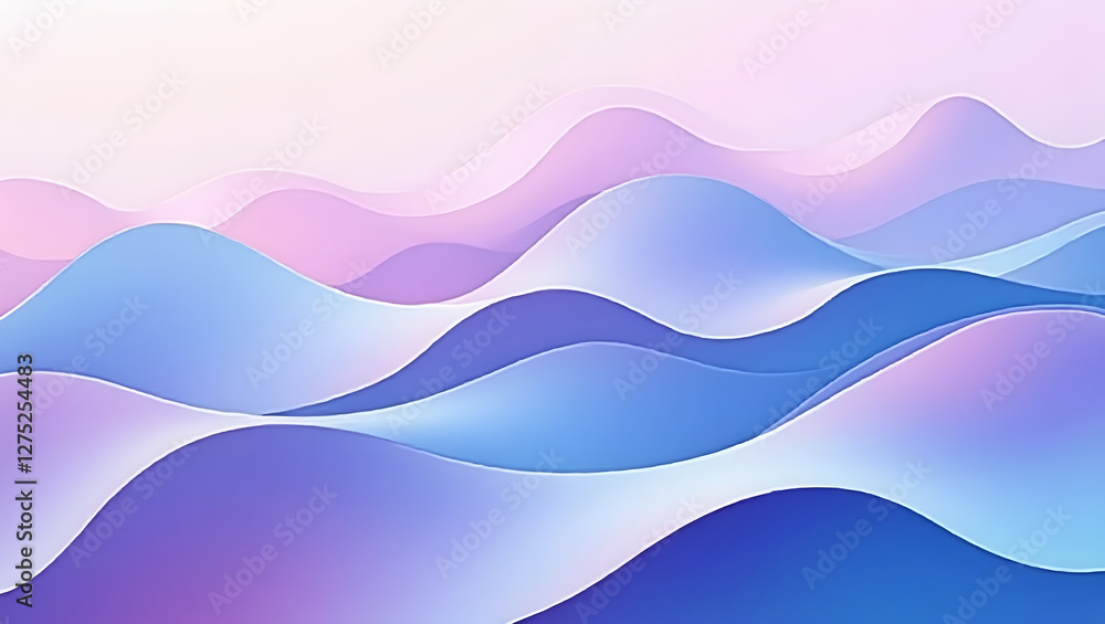 Fototapeta premium Abstract Waves of Color: A mesmerizing display of fluid, abstract waves in gradients of blue and purple, creating a sense of movement and serenity, ideal for modern design and artistic projects. 