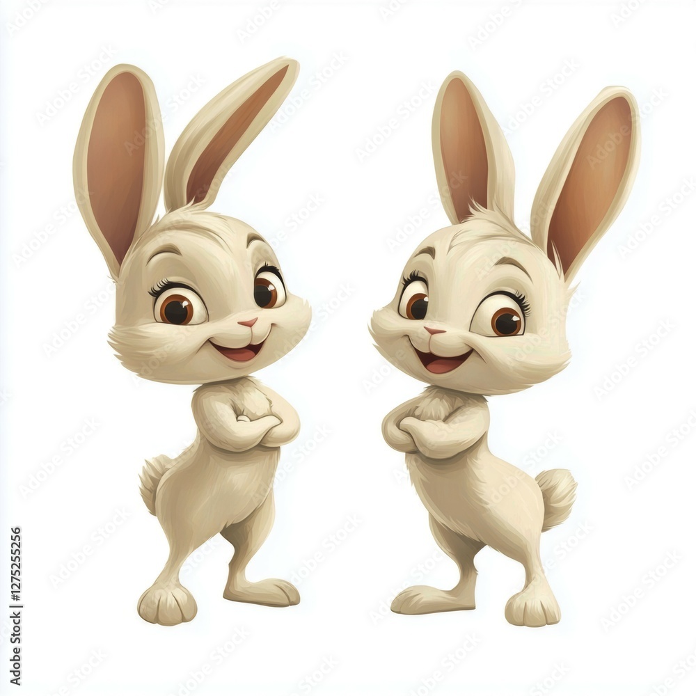 Adorable Cartoon Bunnies with Cheerful Expressions Adorable Cartoon Bunnies with Cheerful Expressions