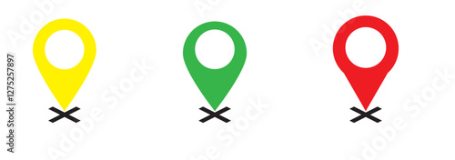 Navigation pin solid vector icon pack