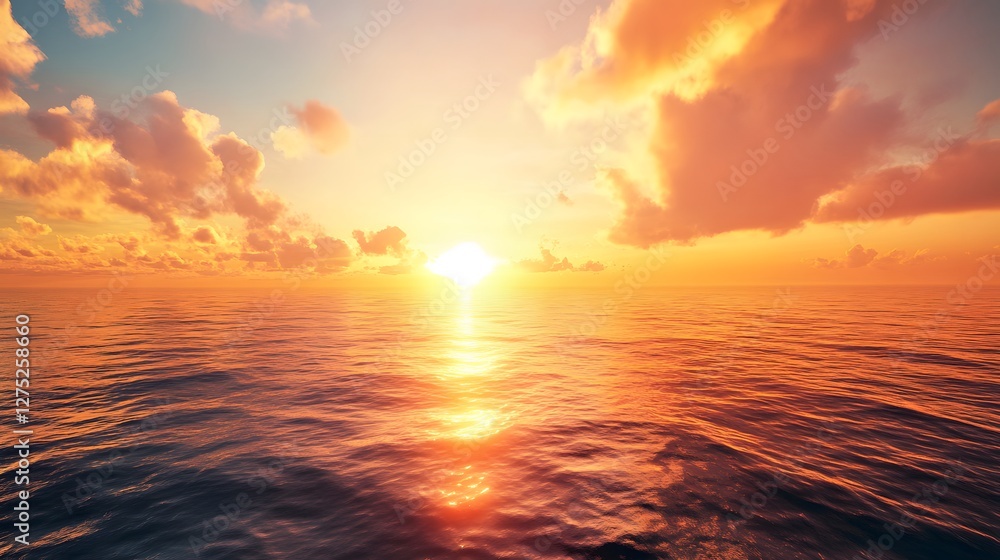 Obraz premium 海の夕日と壮大な風景