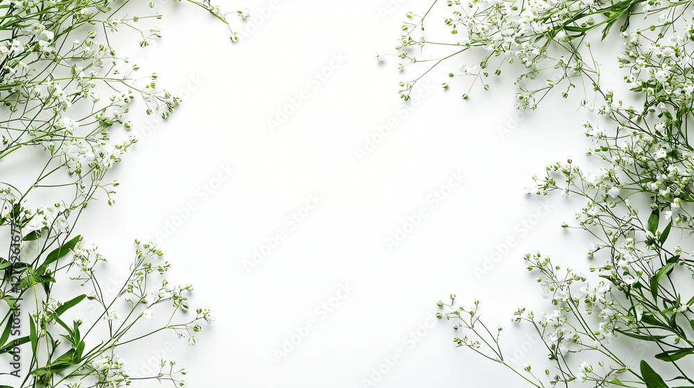 White flowers frame, spring design, blank space, wedding invitation White flowers frame, spring design, blank space, wedding invitation