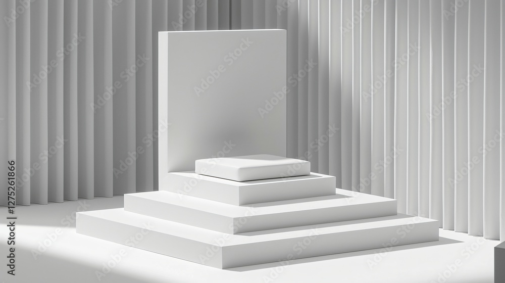 White minimalist product display, studio backdrop