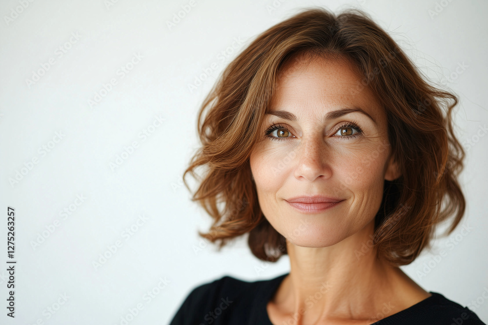 40-50 age pretty woman in with white background. 40-50 age pretty woman in with white background.