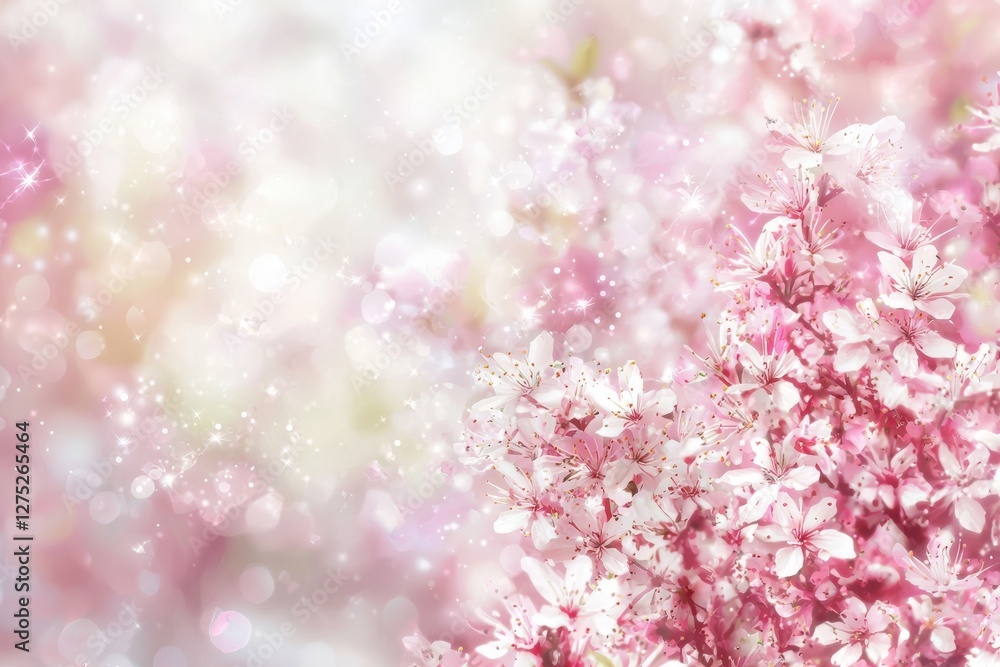 Soft Pink Floral Background with Bokeh Light Effects and Sparkles Soft Pink Floral Background with Bokeh Light Effects and Sparkles