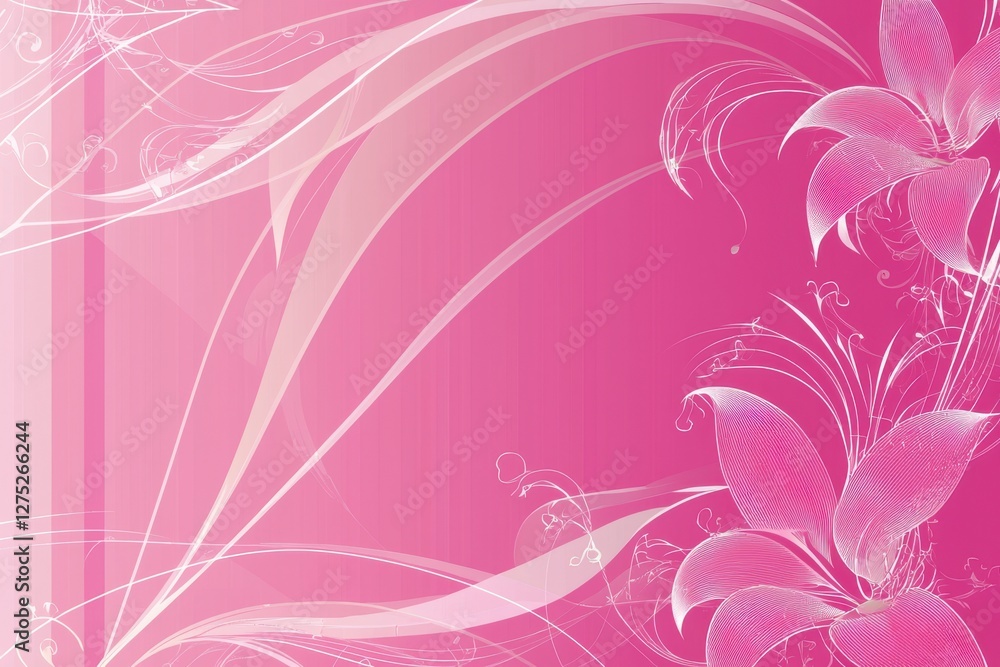 Elegant Floral Design with Pink Background and Delicate Swirls Elegant Floral Design with Pink Background and Delicate Swirls