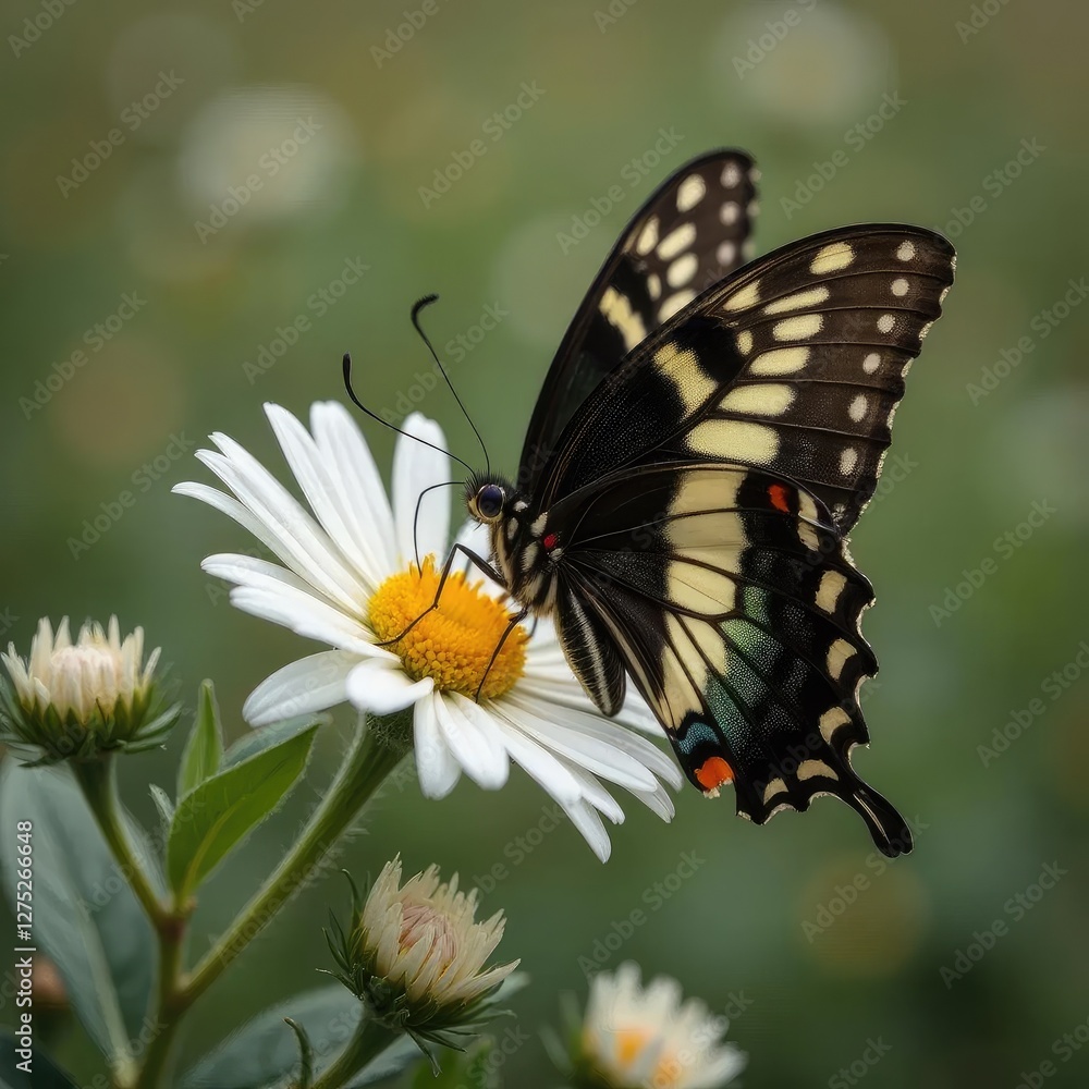 Obraz premium butterfly and daisy logo