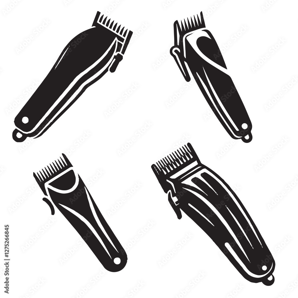 High-Quality Vector Silhouette of Electric Hair Clippers on White Background High-Quality Vector Silhouette of Electric Hair Clippers on White Background