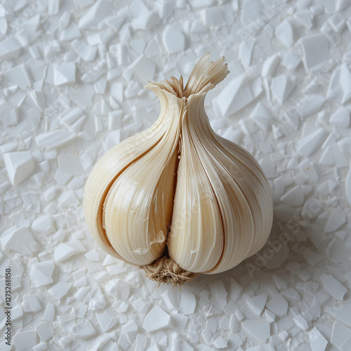 Macro shot of a crisp raw onion. revealing layered texture and natural shine