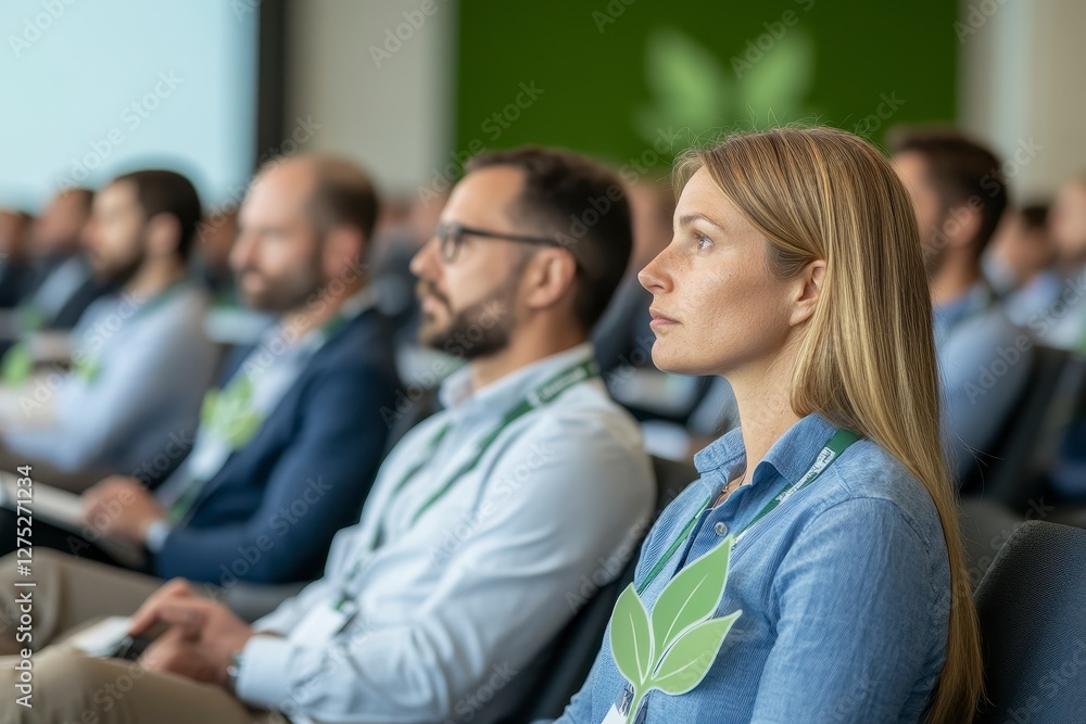 Focused Woman at a Corporate Conference Focused Woman at a Corporate Conference