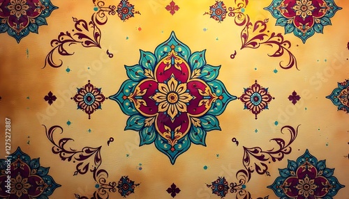 Ornate Paisley and Mandala Background with Bronze Accents