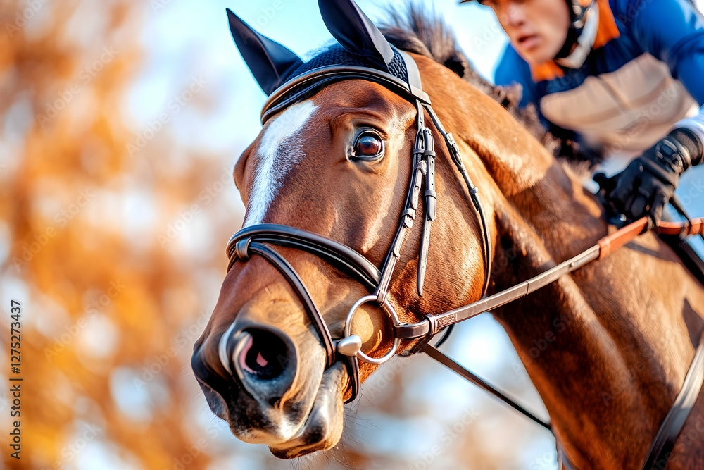 Obraz premium Horse rider close-up, autumn event