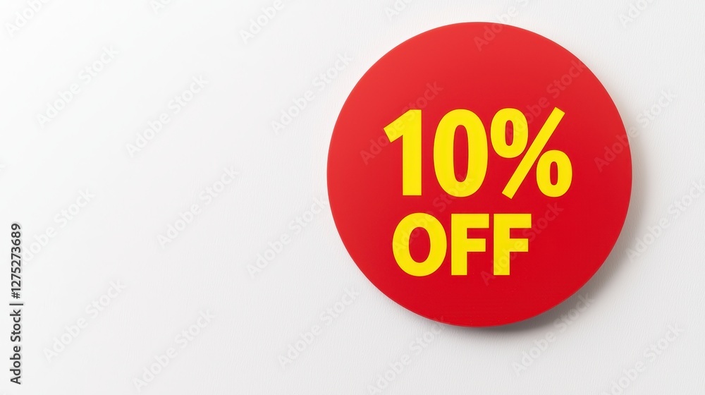 Bold Red Circle Signifying Ten Percent Discount Offer for Sales Bold Red Circle Signifying Ten Percent Discount Offer for Sales
