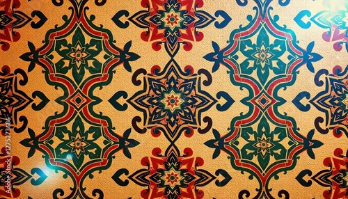Moroccan Arabesque Pattern Wallpaper in Emerald and Gold