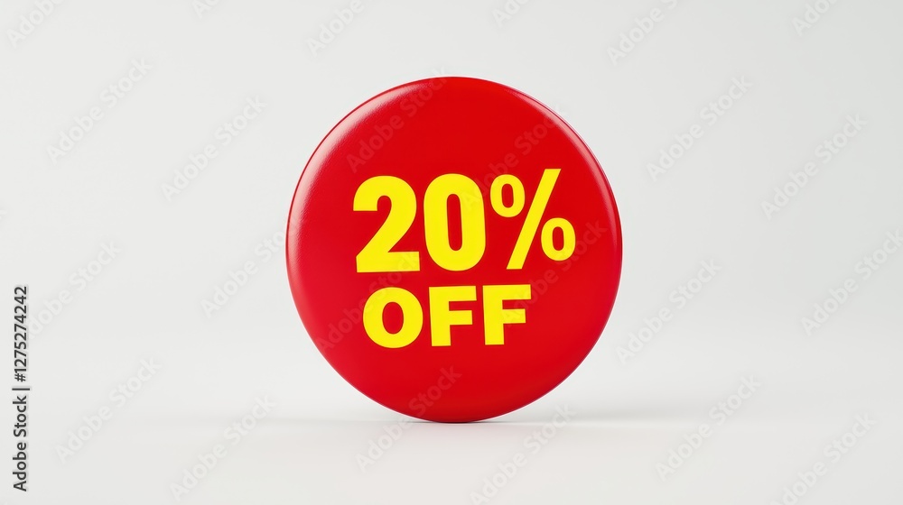 Eye-Catching Red Discount Sticker with Bold 20% Off Promotion Eye-Catching Red Discount Sticker with Bold 20% Off Promotion