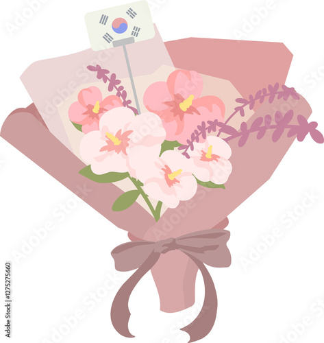 대한민국 상징 꽃 무궁화 꽃다발 일러스트