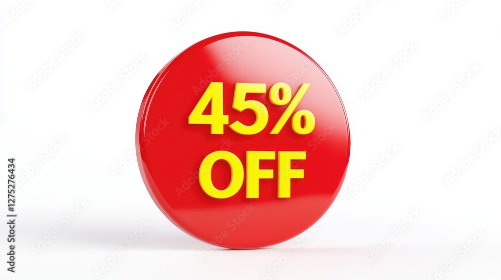 Bold Red Discount Badge Featuring 45% Off Sale Promotion Bold Red Discount Badge Featuring 45% Off Sale Promotion