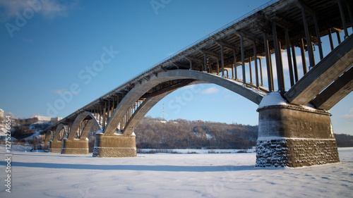 Bridge with four arches is covered in snow