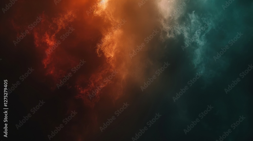 A captivating blend of colorful smoke and clouds, creating a dramatic atmosphere with hues of orange, teal, and hints of darkness. A captivating blend of colorful smoke and clouds, creating a dramatic atmosphere with hues of orange, teal, and hints of darkness.