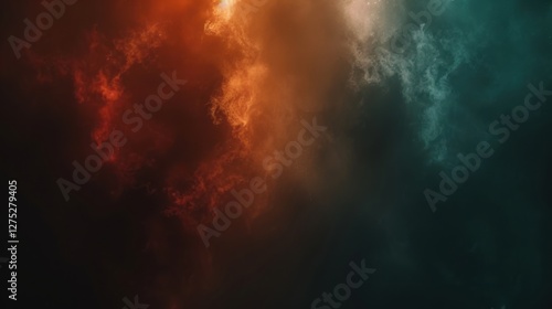 Wallpaper Mural A captivating blend of colorful smoke and clouds, creating a dramatic atmosphere with hues of orange, teal, and hints of darkness. Torontodigital.ca