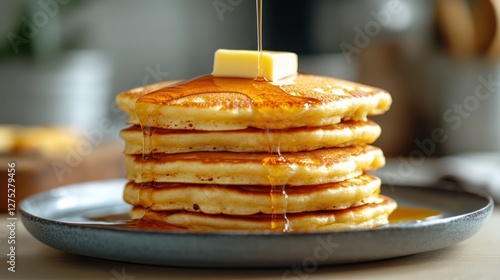 Wallpaper Mural Syrup poured on buttered pancakes, kitchen background, breakfast Torontodigital.ca