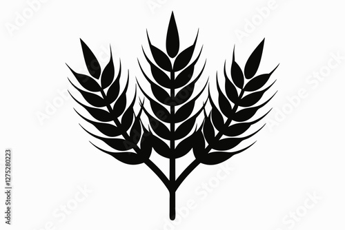 Wheat field icon isolated, Cornstalk and Barley Silhouette Vector 