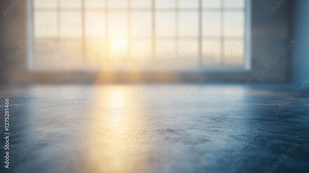 Fototapeta premium Bright Morning Light Shining Through Large Windows in Modern Space