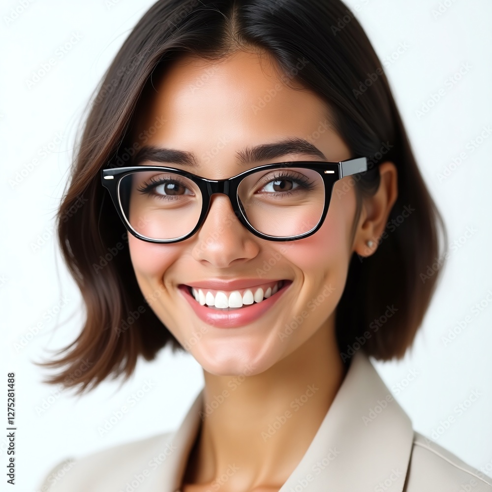 portrait of a smiling business woman with glasses portrait of a smiling business woman with glasses
