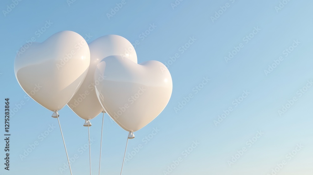 Obraz premium Balloons, hearts and space for text in the middle.